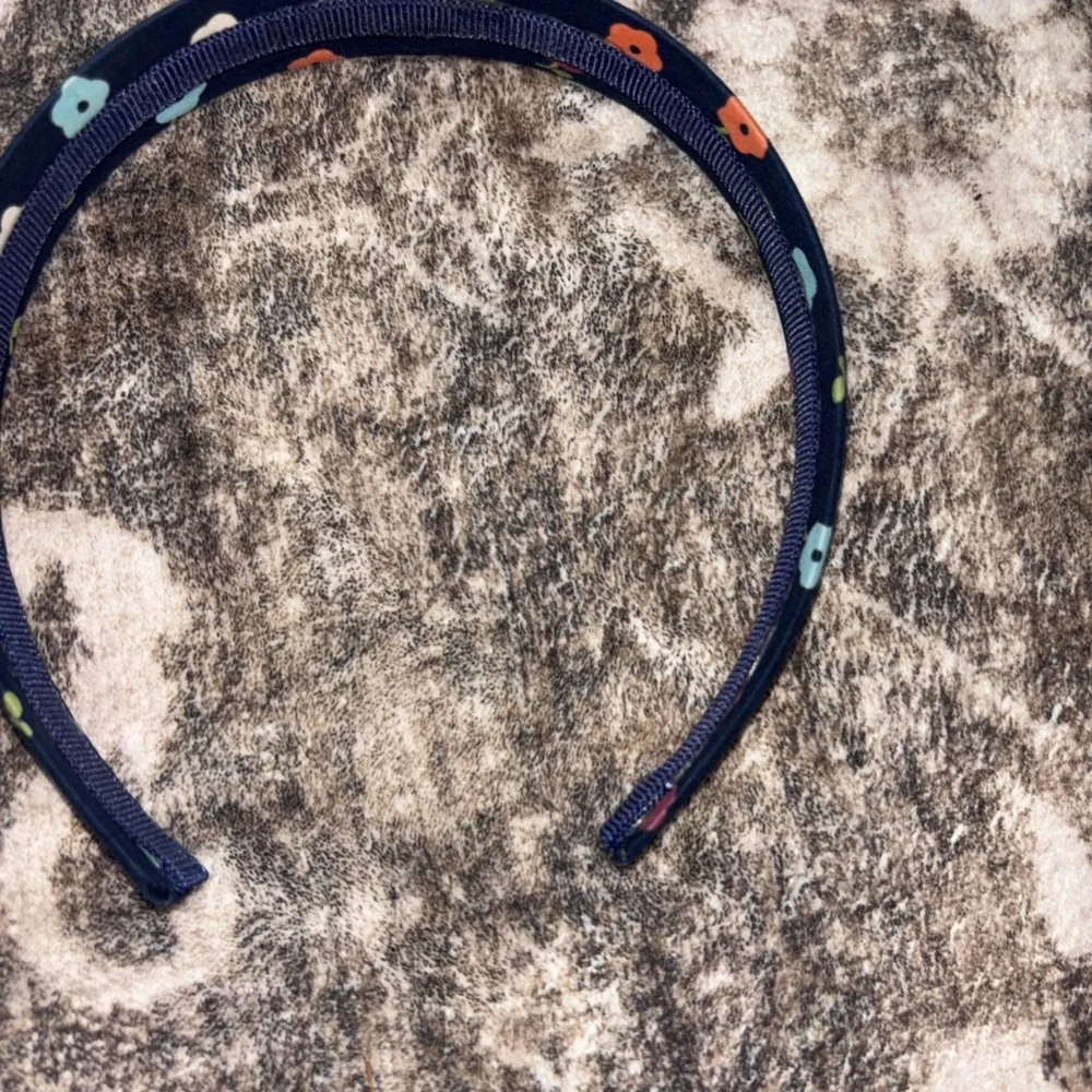 VTG Kids Gap Navy Blue MultiColor Floral Ribbon Dress Sleeveless Size 4 Headband
